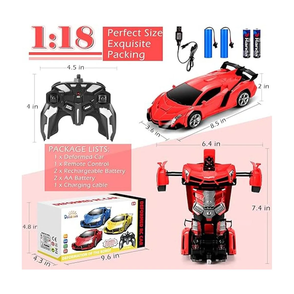 Dolanus Coche de control remoto Transform Robot RC Cars_5