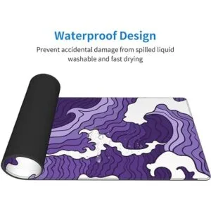 Alfombrilla de mouse grande japonesa con ondas moradas_7