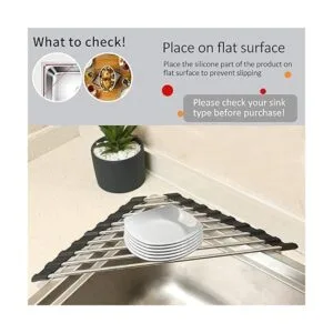 Escurridor de platos enrollable triangular para fregadero_3