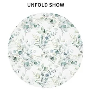 Mantel redondo de hojas de primavera verde salvia floral_4