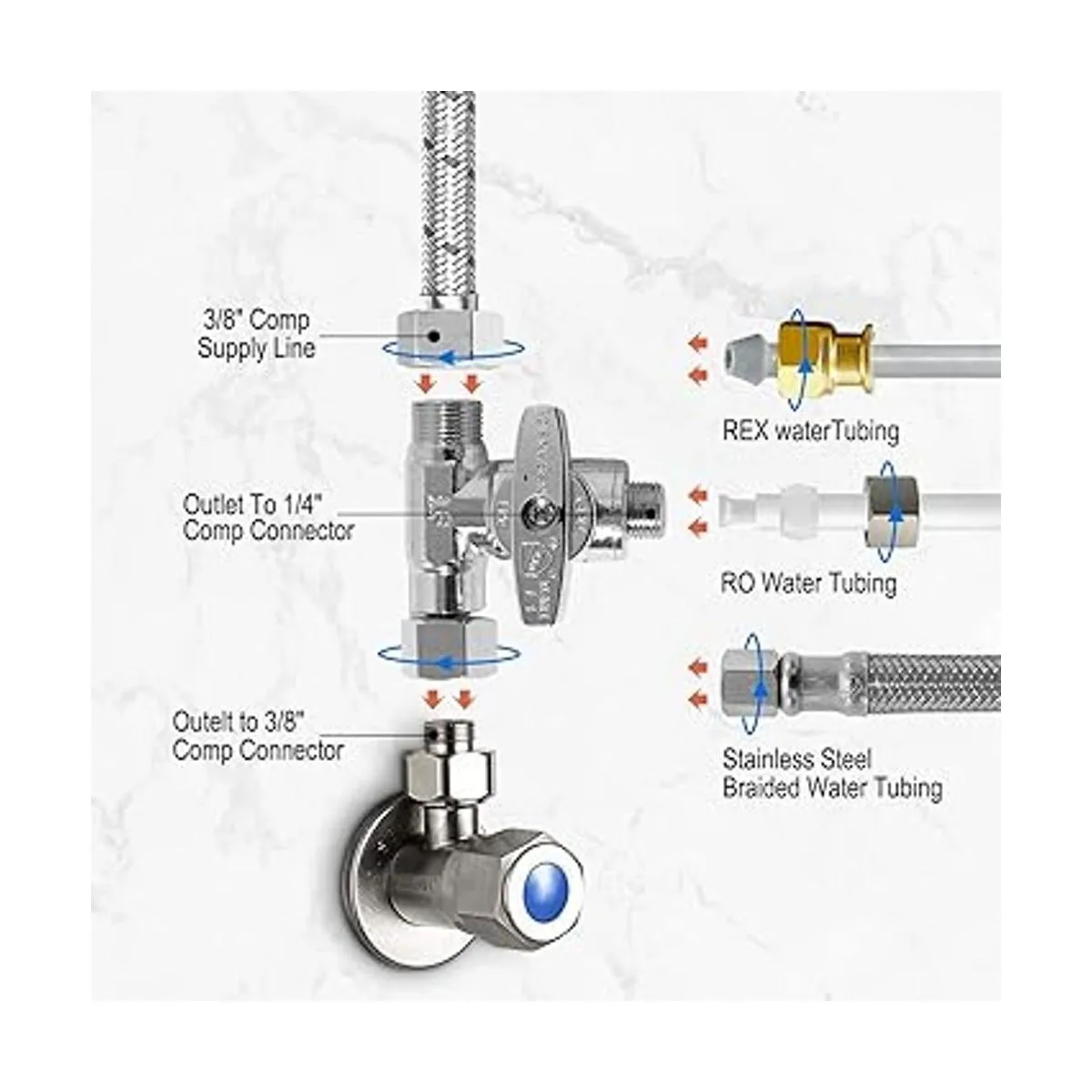 Yeleah Feed Water Adapter Angle Stop Adapter Valve Cold_2