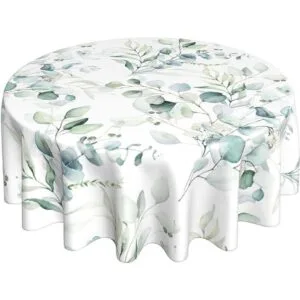 Mantel redondo de hojas de primavera verde salvia floral_1