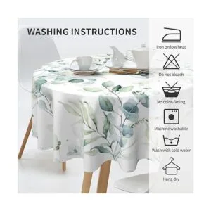 Mantel redondo de hojas de primavera verde salvia floral_6
