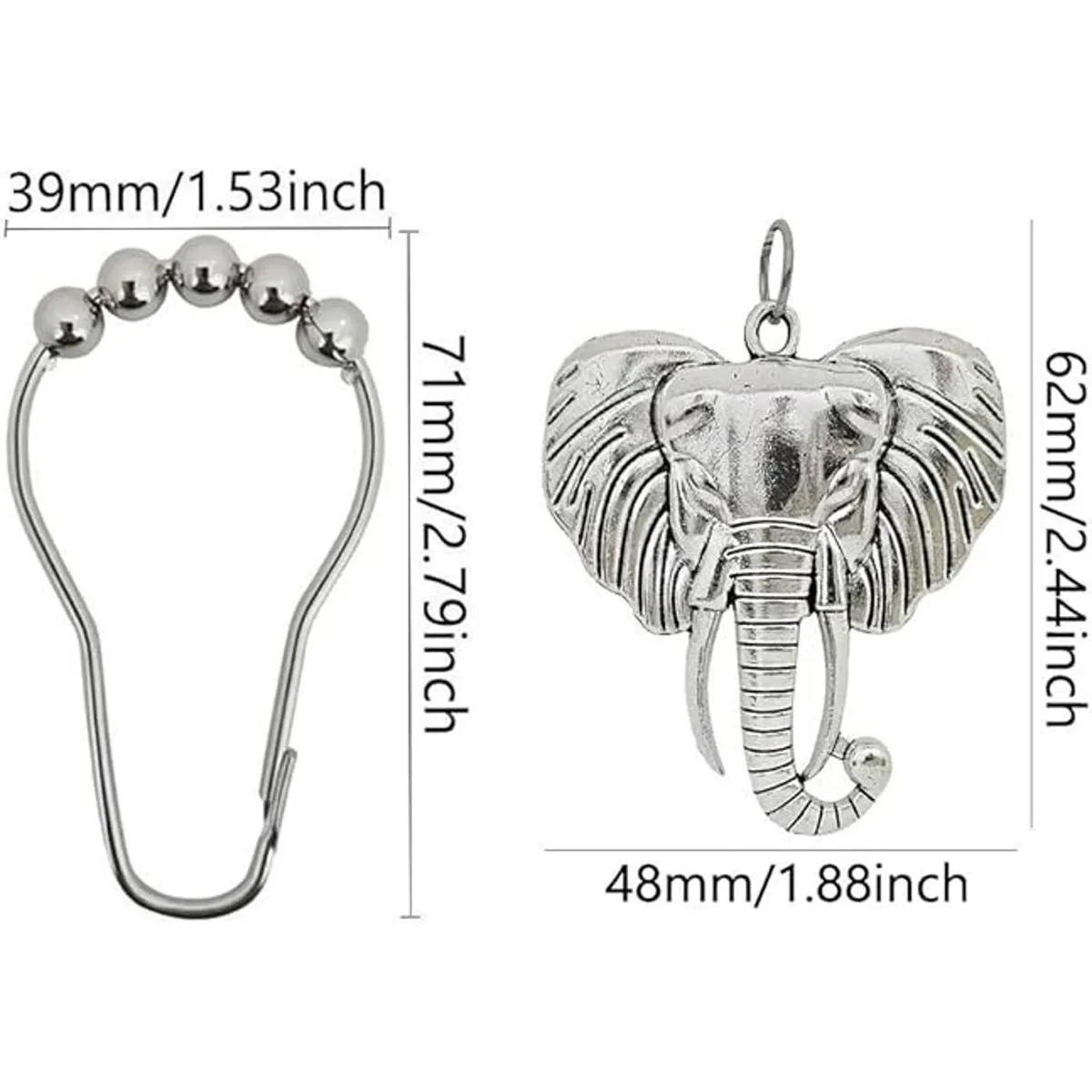 Ganchos de cortina de ducha de elefante juego de 12_2