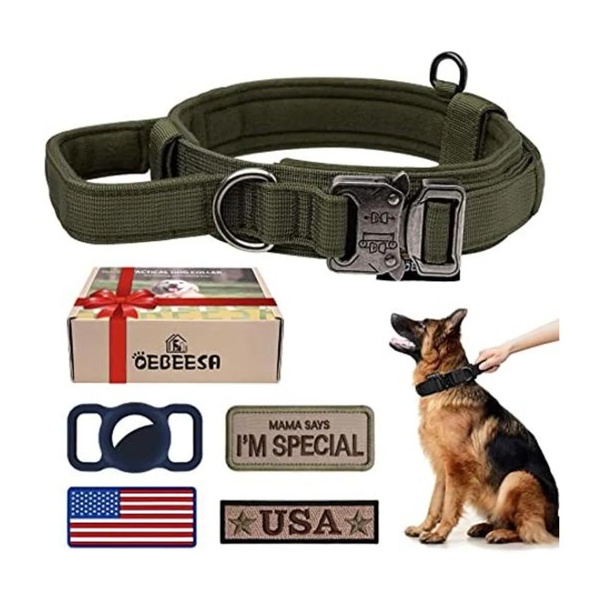 OEBEESA Collar táctico para perro collar militar_1