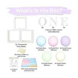 Una caja para el primer cumpleaños con 24 globos para_2