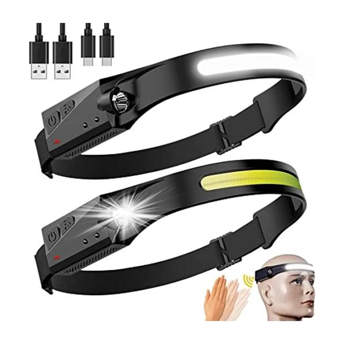 Paquete de 2 faros delanteros LED recargables COB230 de_1