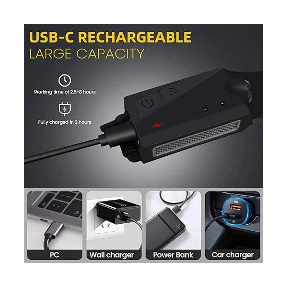 Paquete de 2 faros delanteros LED recargables COB230 de_5