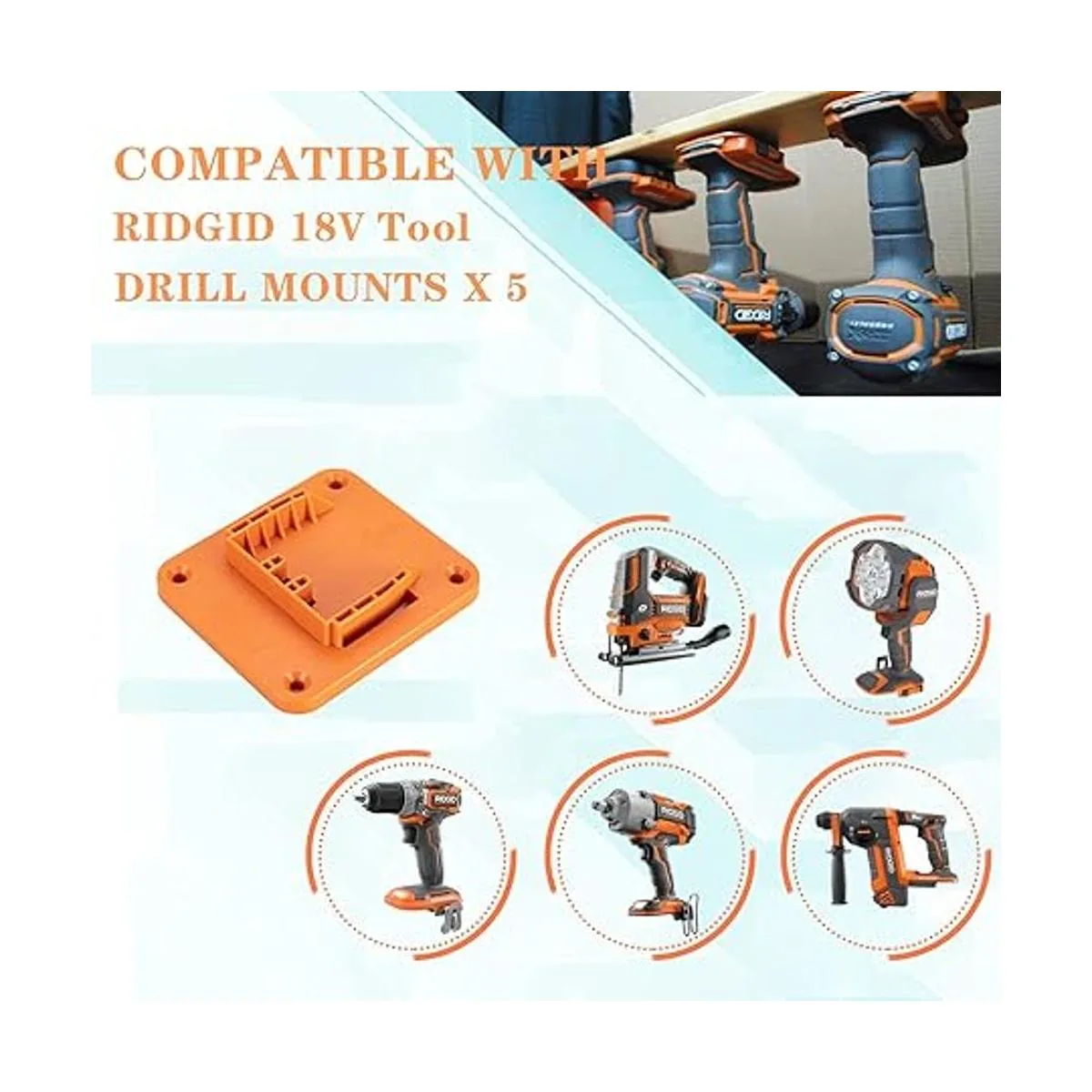 Paquete de 5 soportes de montaje para taladro RIDGID de 18_4