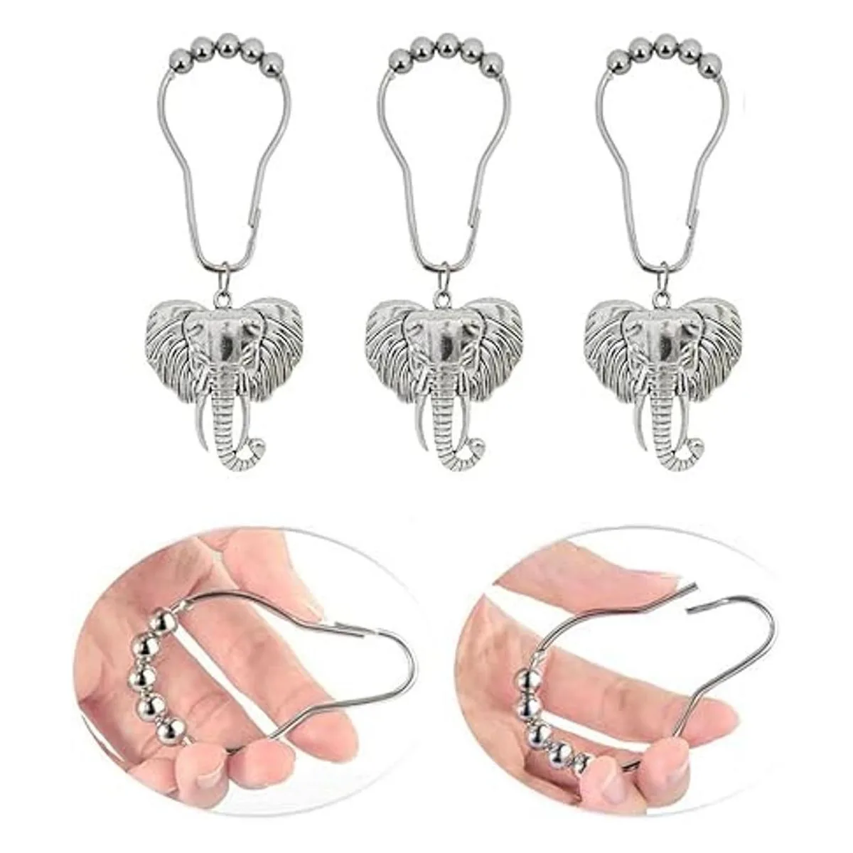 Ganchos de cortina de ducha de elefante juego de 12_3