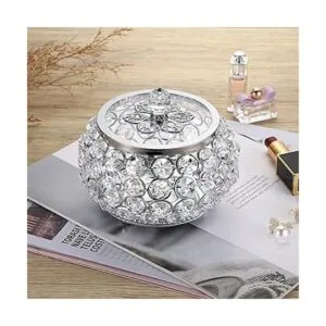 Hipiwe Joyero de cristal con tapa de cristal caja de_2