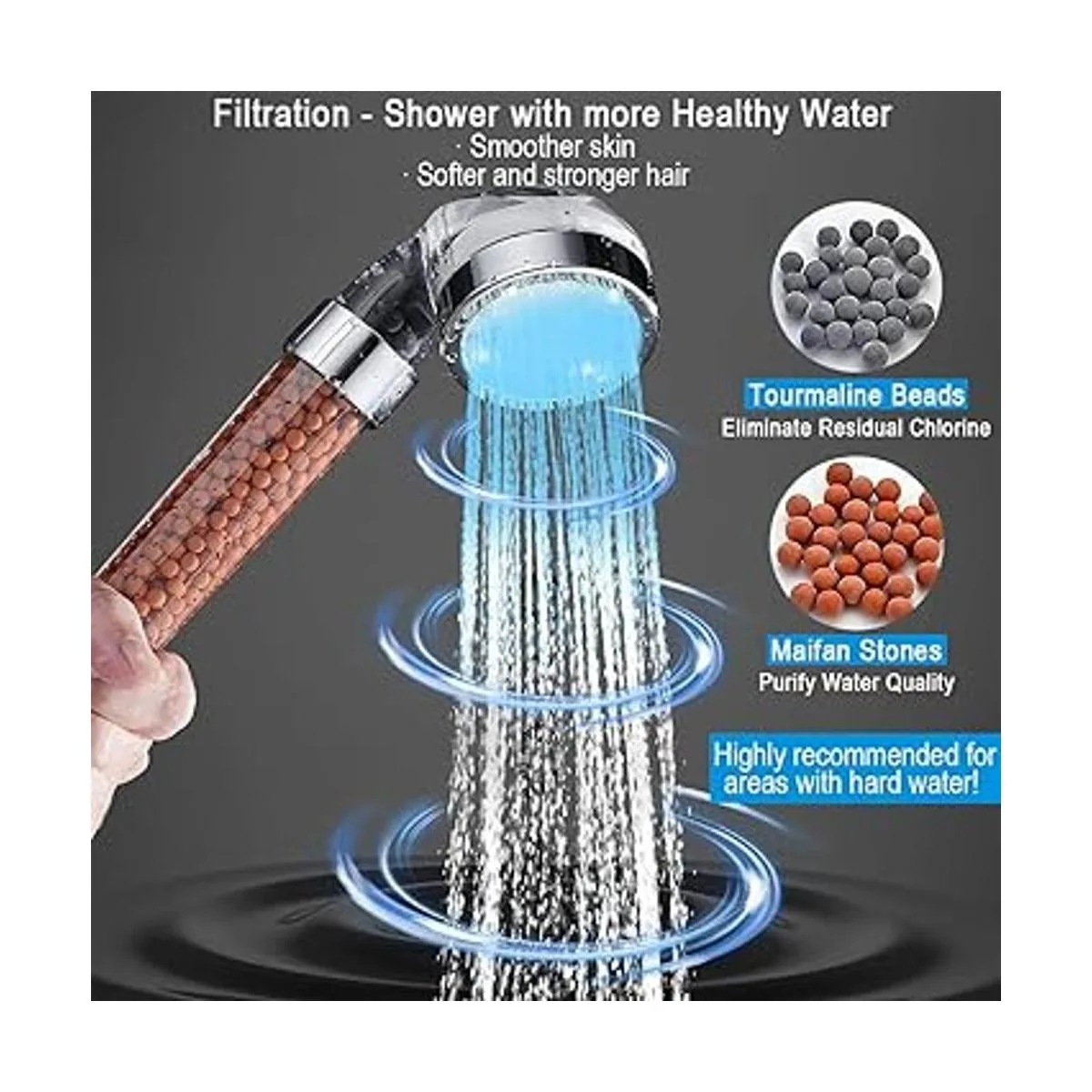 Vacto Juego de cabezal de ducha LED de mano con_2