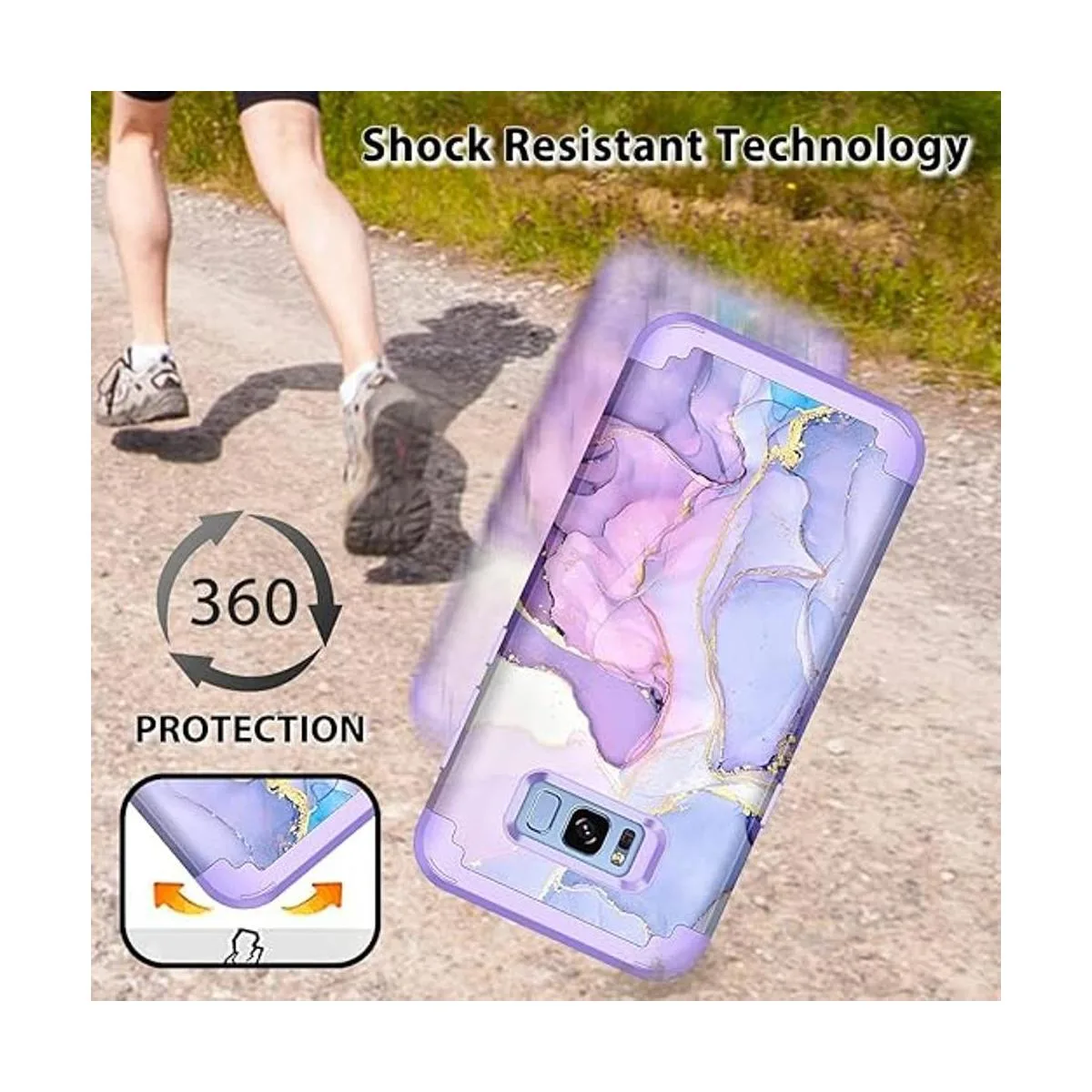 Miqala Funda para Galaxy S8 diseño de mármol tres capas_5