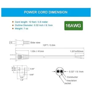 Cable de alimentación de CA de repuesto de 12 pies cable_5