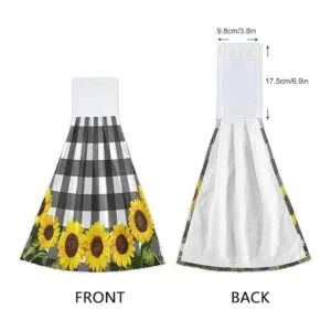 Juego de 2 toallas colgantes de girasol para cocina con_4