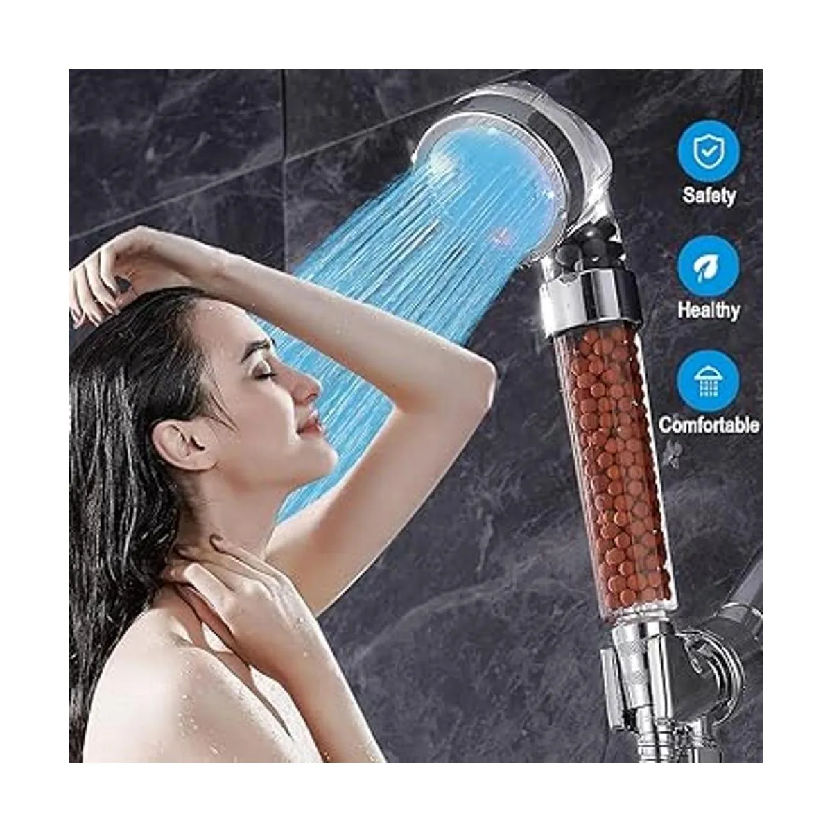 Vacto Juego de cabezal de ducha LED de mano con_4