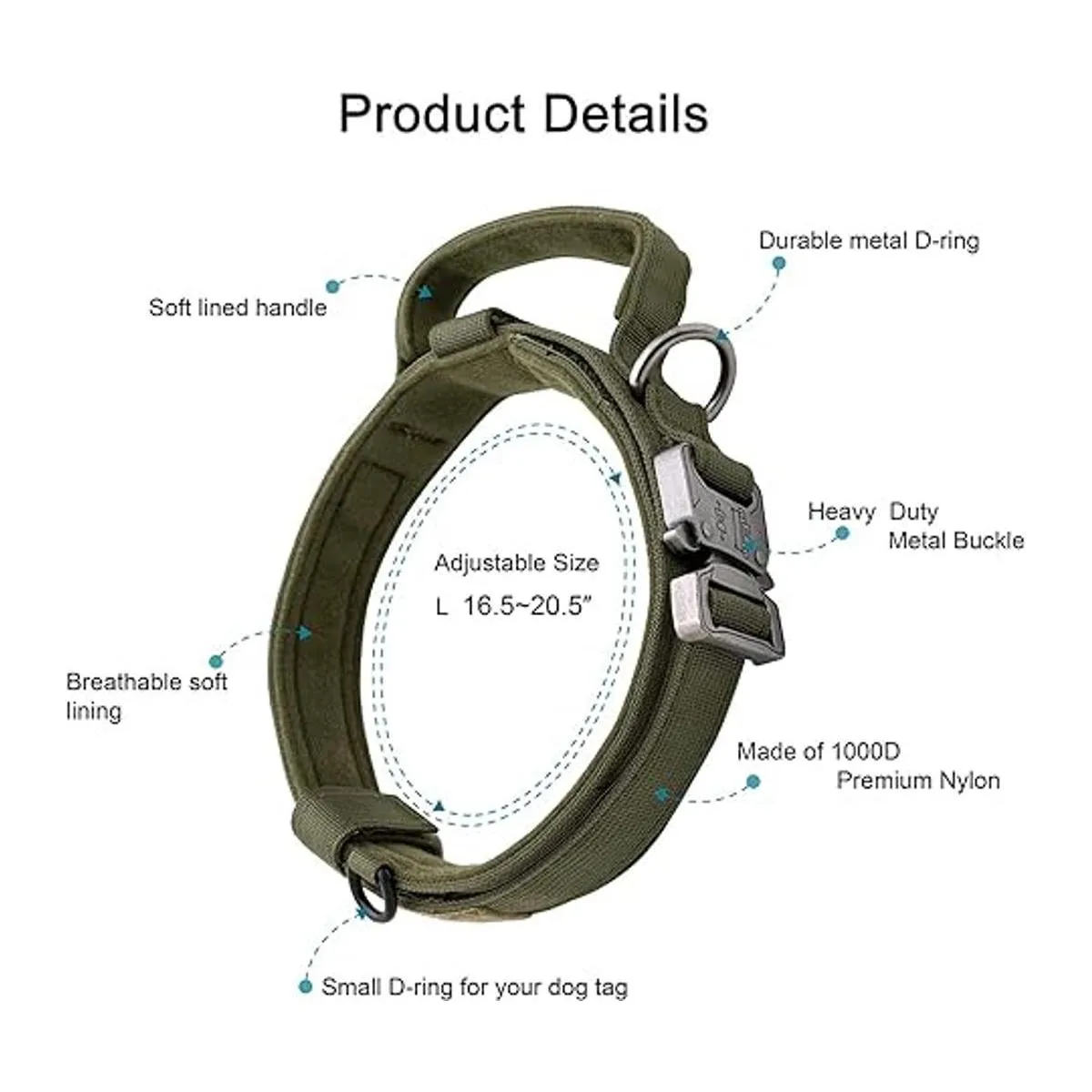 OEBEESA Collar táctico para perro collar militar_5