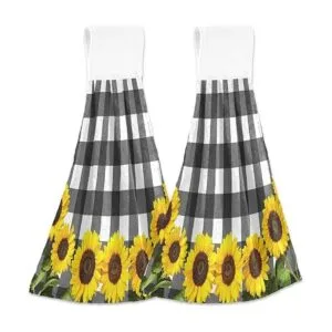 Juego de 2 toallas colgantes de girasol para cocina con_2