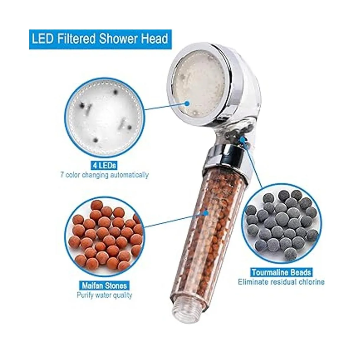 Vacto Juego de cabezal de ducha LED de mano con_5