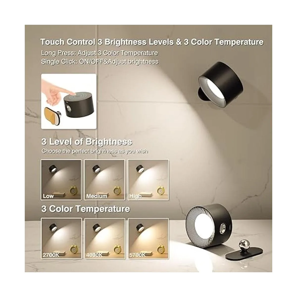 Deyagoo Aplique de pared LED lámpara montada en la pared_2