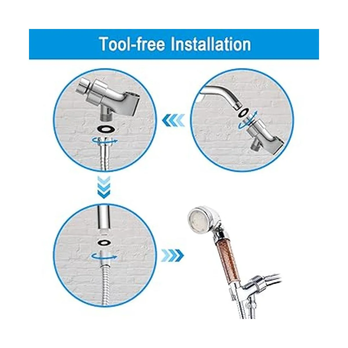 Vacto Juego de cabezal de ducha LED de mano con_6