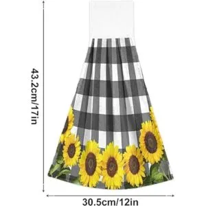 Juego de 2 toallas colgantes de girasol para cocina con_3