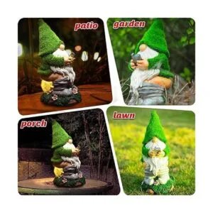 Ovewios Estatuas de gnomos de jardín figura de gnomo de_5