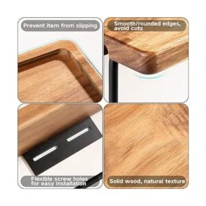 Yangbaga Soporte de papel higiénico negro mate con estante_3