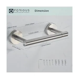 FORIOUS Brushed Nickel Toilet Paper Holder Wall Mount_6