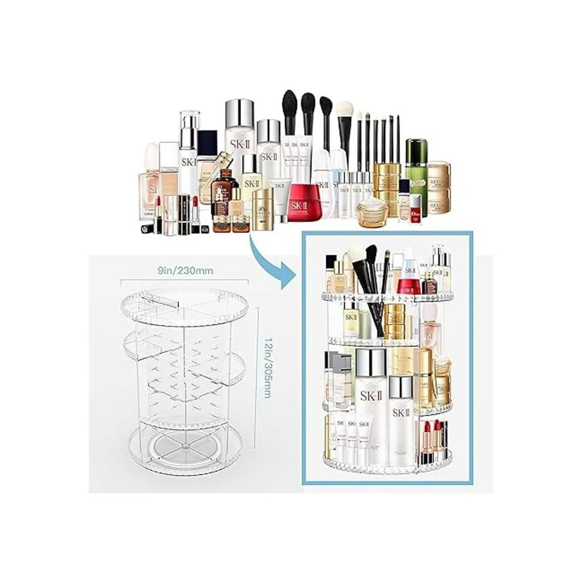 YIEZI Organizador de maquillaje giratorio de 360 grados_2