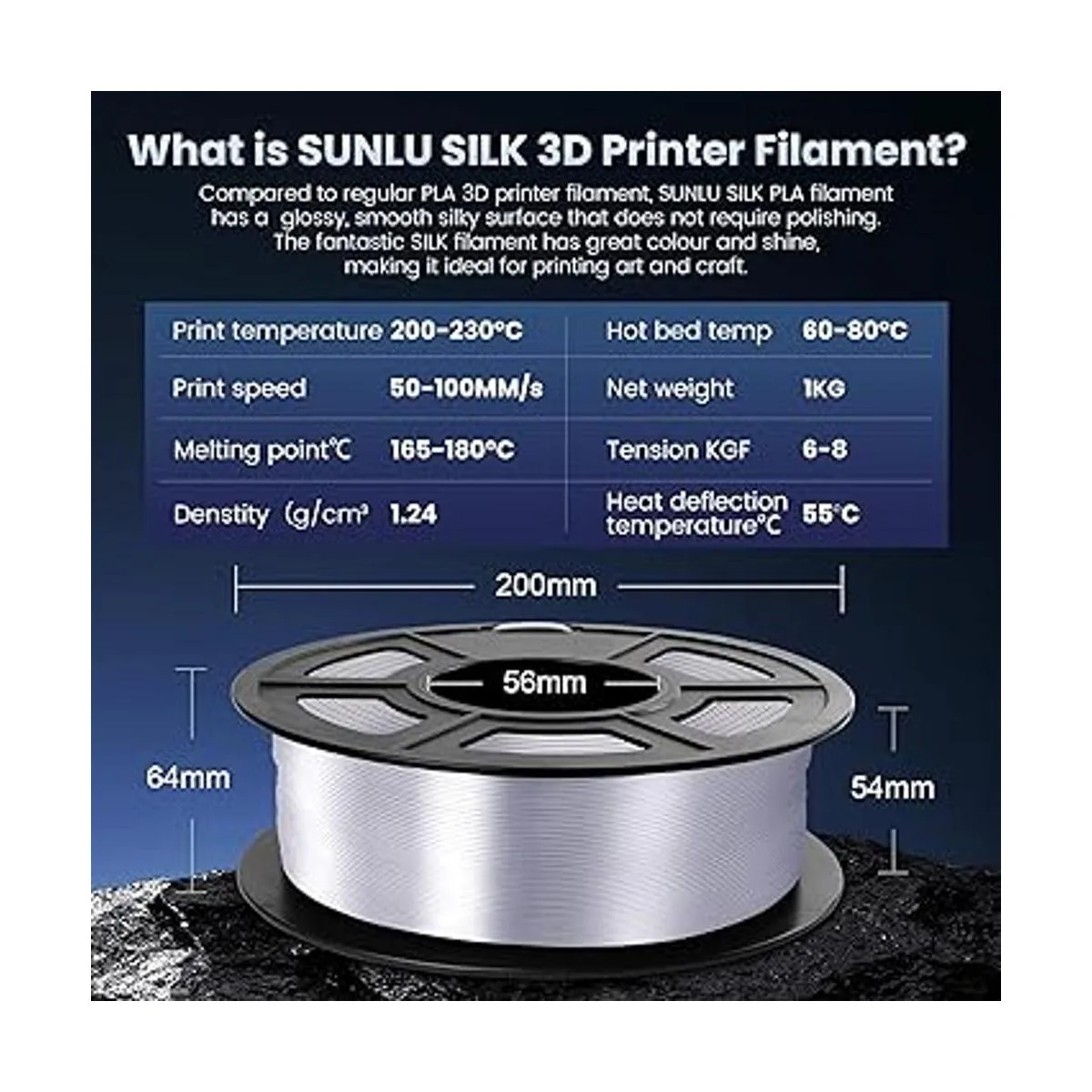 SUNLU Filamento de seda para impresora 3D filamento PLA_2