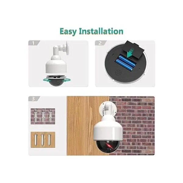 WALI Cámara de seguridad falsa simulada con 1 luz LED roja_4