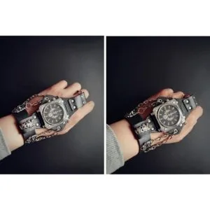 Reloj de moda de HipHop Punk Skull para hombres y mujeres_5