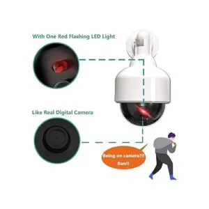 WALI Cámara de seguridad falsa simulada con 1 luz LED roja_6