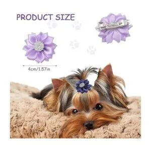 40 lazos para el pelo de perros con flores con pasador_2