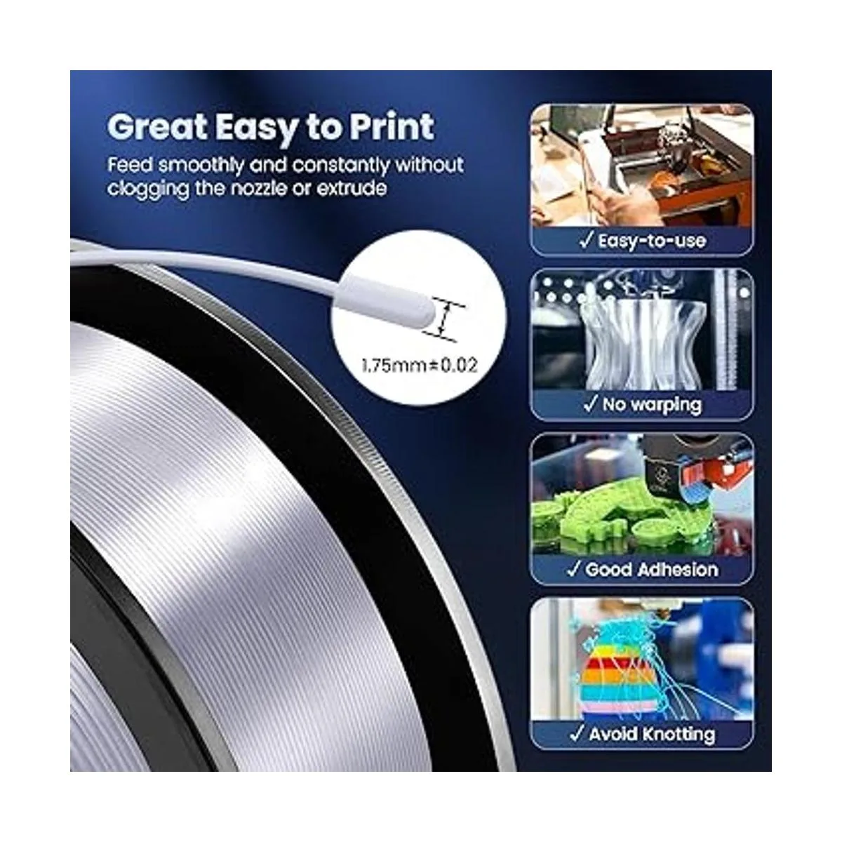 SUNLU Filamento de seda para impresora 3D filamento PLA_4