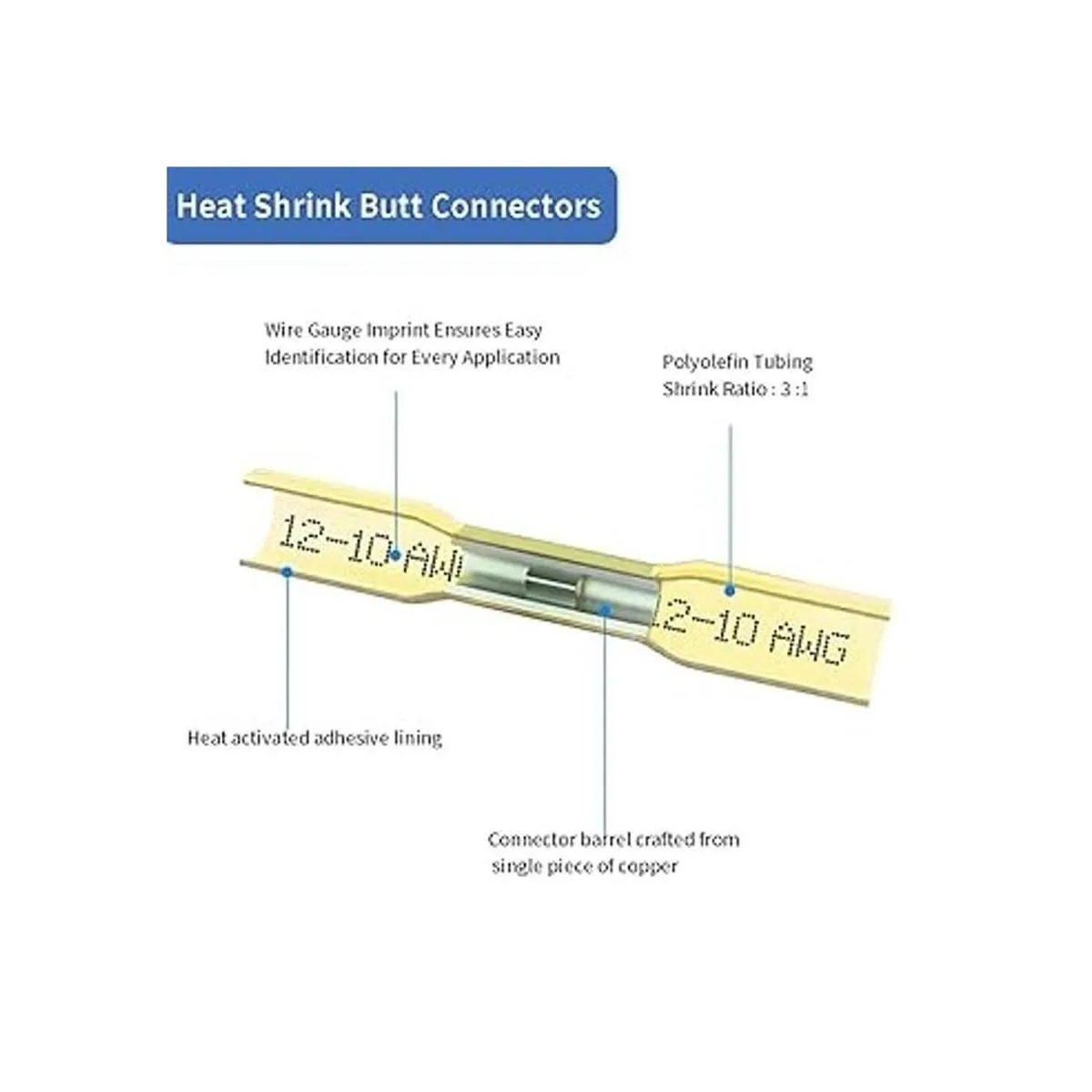100 conectores de tope termocontraíbles amarillos_4