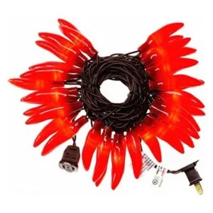 35 luces de decoración de pimienta roja con alambre marrón_1