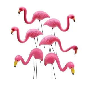 GiftExpress Juego de 6 pequeños adornos de flamenco rosa_1