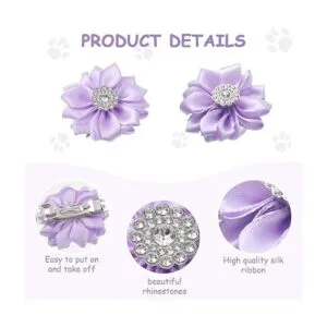 40 lazos para el pelo de perros con flores con pasador_3