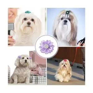 40 lazos para el pelo de perros con flores con pasador_7