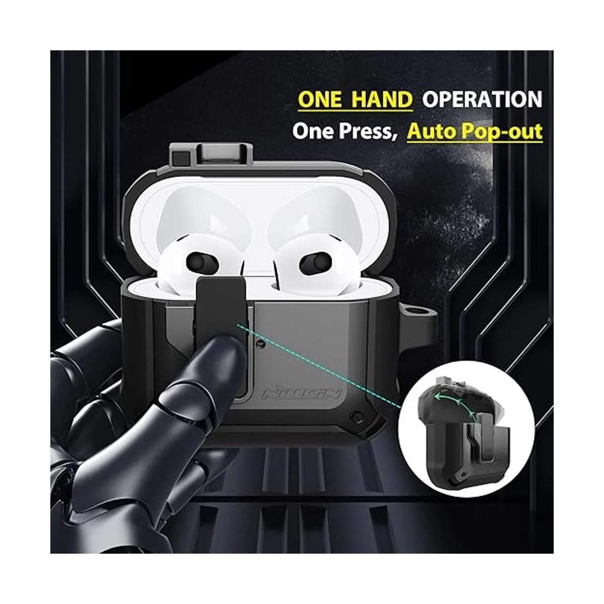 Nillkin Funda para Airpods 3 con bloqueo seguro apertura_2