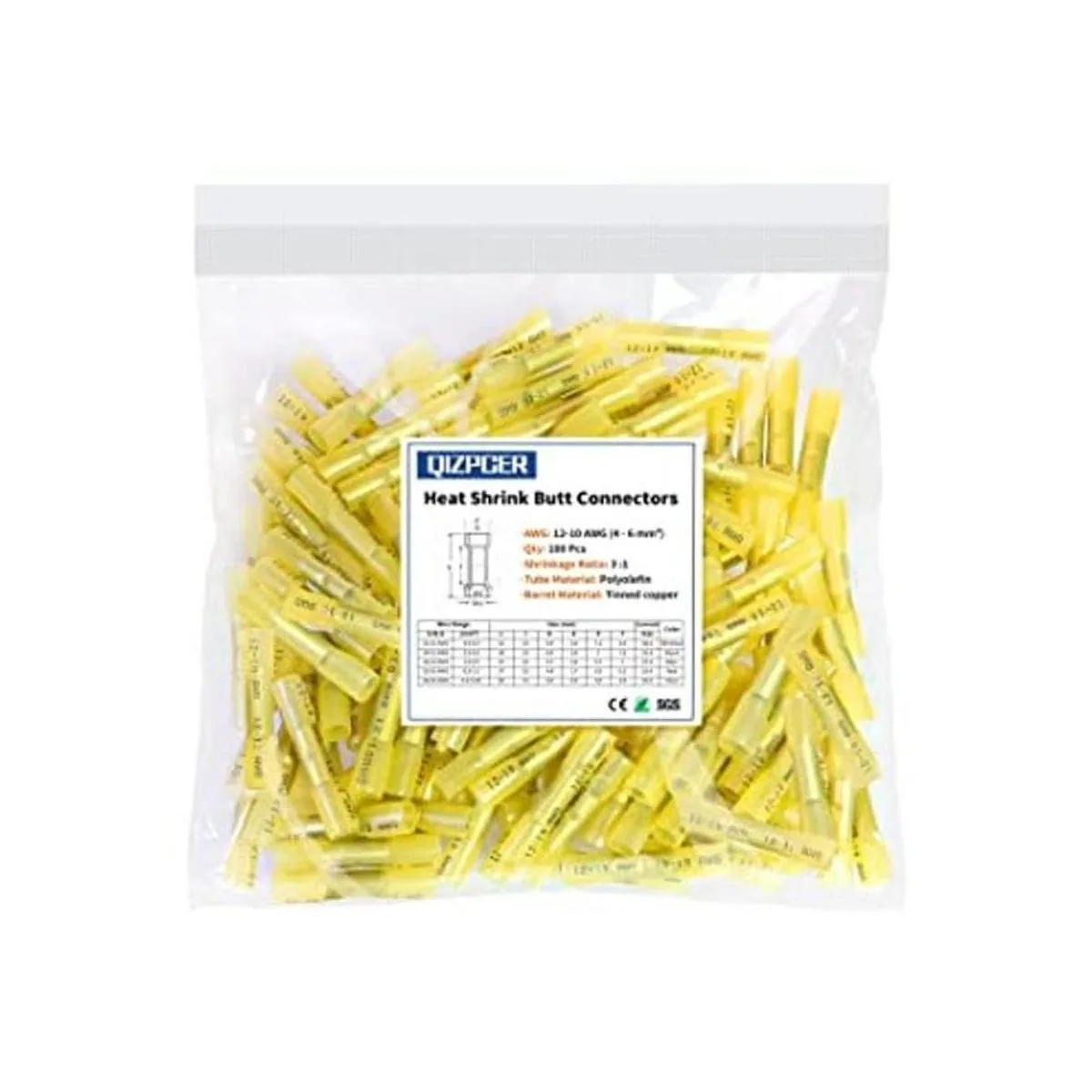 100 conectores de tope termocontraíbles amarillos_1