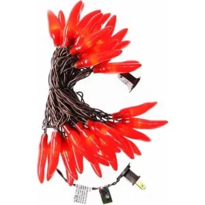 35 luces de decoración de pimienta roja con alambre marrón_3
