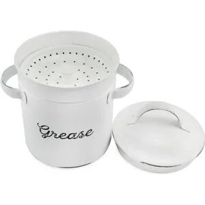 AuldHome Contenedor de grasa de esmalte con colador lata_5