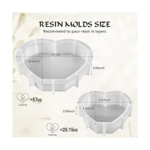 PieceCircle 2 moldes de resina en forma de corazón grande_2