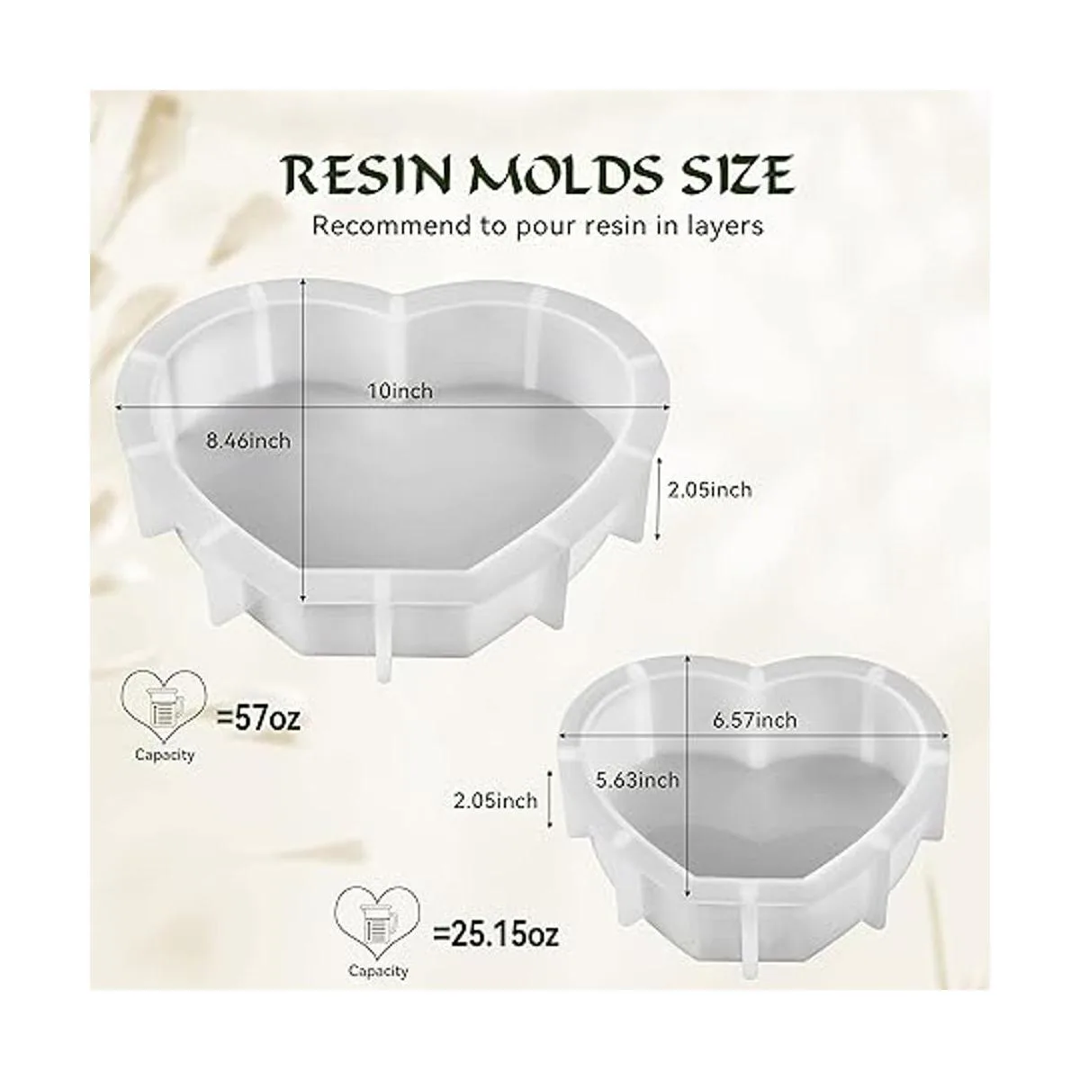 PieceCircle 2 moldes de resina en forma de corazón grande_2