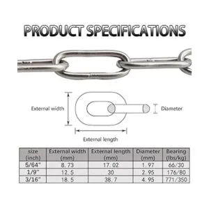 Metown Cadena de acero inoxidable 304 cadena de bobina_2