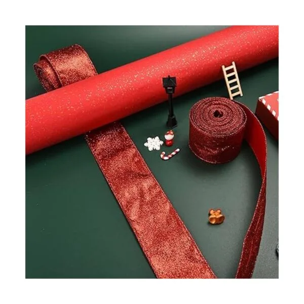 2 rollos de cinta de Navidad de 20 yardas cinta metálica_6
