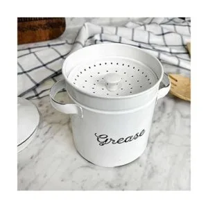 AuldHome Contenedor de grasa de esmalte con colador lata_6